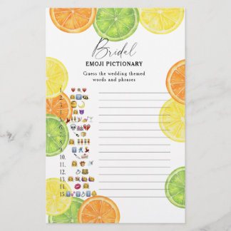 Citrus lemon - bridal shower emoji pictionary game