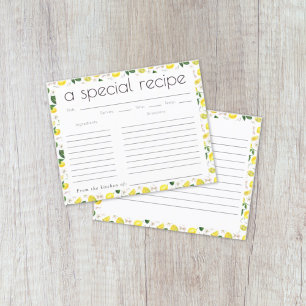Citrus Lemon Bridal Shower Recipe Card