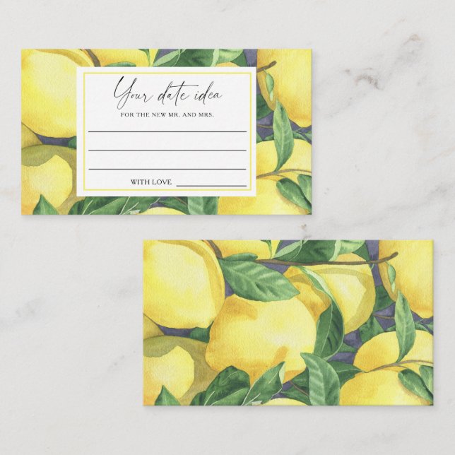 Citrus Lemon - Date night ideas \ Date jar  Enclosure Card (Front/Back)