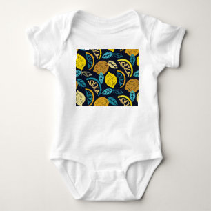 Citrus Lemon Doodle Pattern Background Baby Bodysuit
