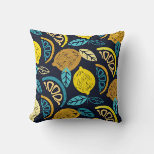 Citrus Lemon Doodle Pattern Background Cushion