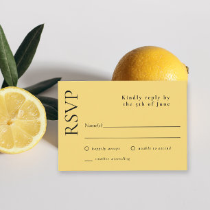 Citrus Lemon Drop Yellow Simple Minimal RSVP Card