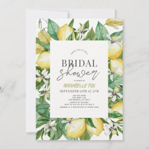 Citrus Lemon Floral Watercolor Bridal Shower Invitation