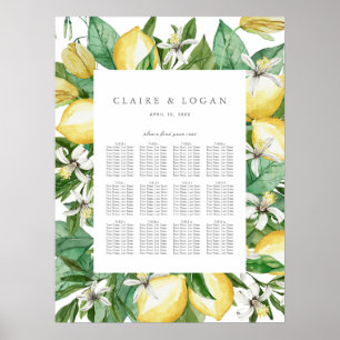 Citrus Lemon Floral Watercolor Seating Charts
