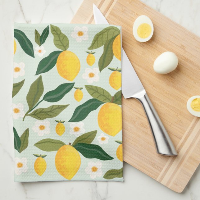 Citrus Lemon Flowers Greenery  Tea Towel (Creator Uploaded)