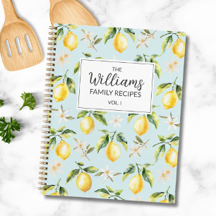 Citrus Lemon Fruit Botanical Pattern Family Recipe Notebook