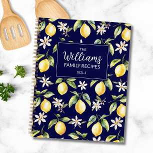 Citrus Lemon Fruit Botanical Pattern Family Recipe Notebook