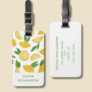 Citrus lemon fruit pattern luggage tag