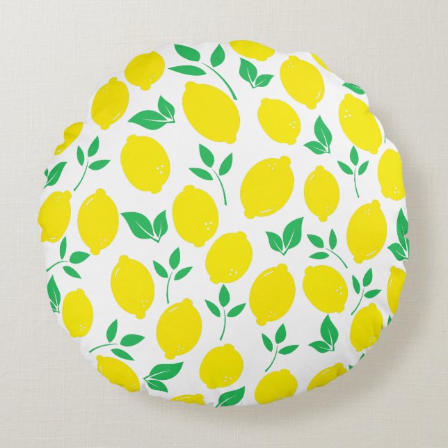 Citrus Lemon Fruit Pattern Throw Pillow (Front)