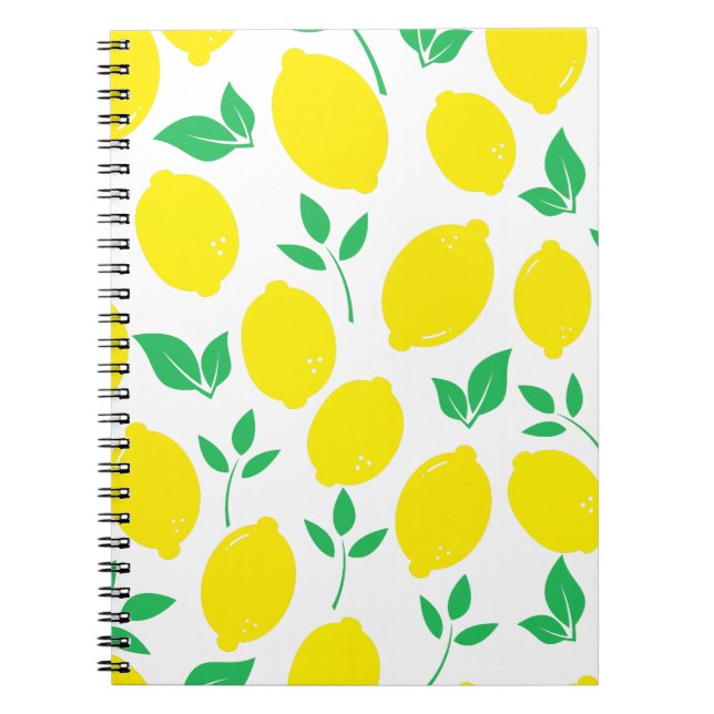 Citrus Lemon Fruit Pattern Throw Pillow Notebook (Front)