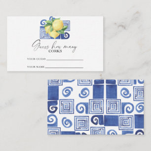 Citrus lemon - guess how many corks bridal game enclosure card