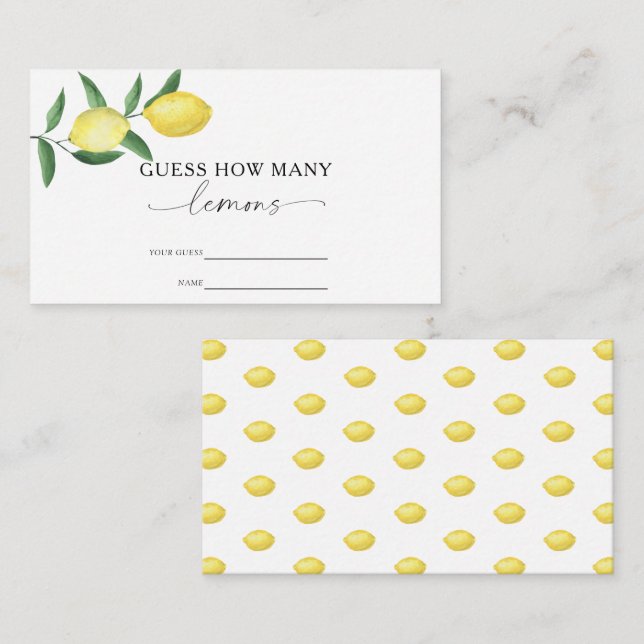 Citrus lemon - Guess how many lemons Enclosure Card (Front/Back)