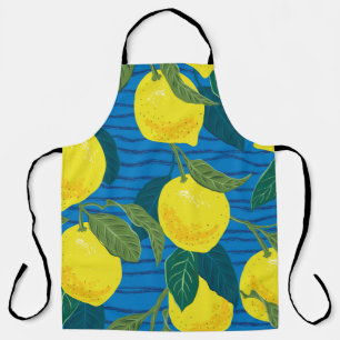 Citrus Lemon: Hand-Drawn Vintage Seamless. Apron