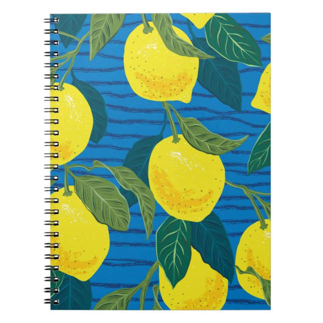 Citrus Lemon: Hand-Drawn Vintage Seamless. Notebook (Front)