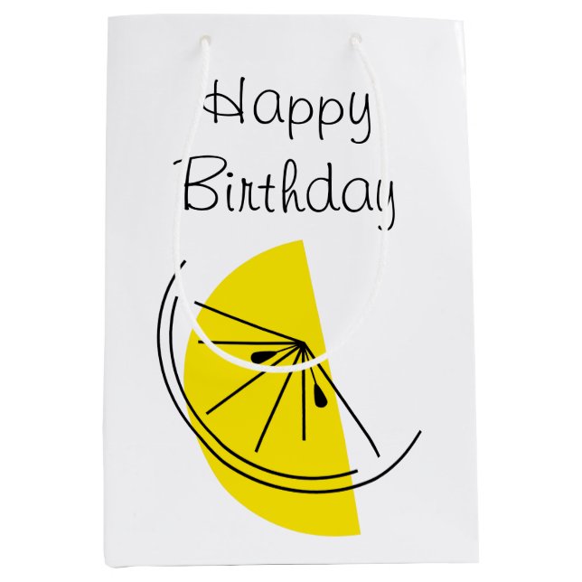 Citrus Lemon Happy Birthday gift bag medium (Front)
