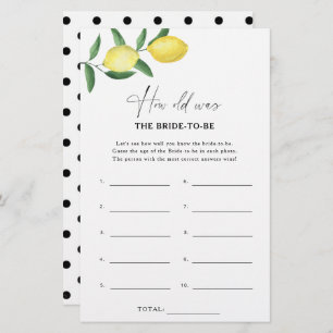 Citrus lemon - How old was the bride to be game