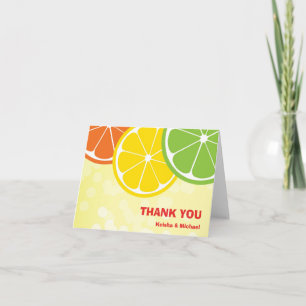 Citrus lemon lime orange summer bubbly thank you card