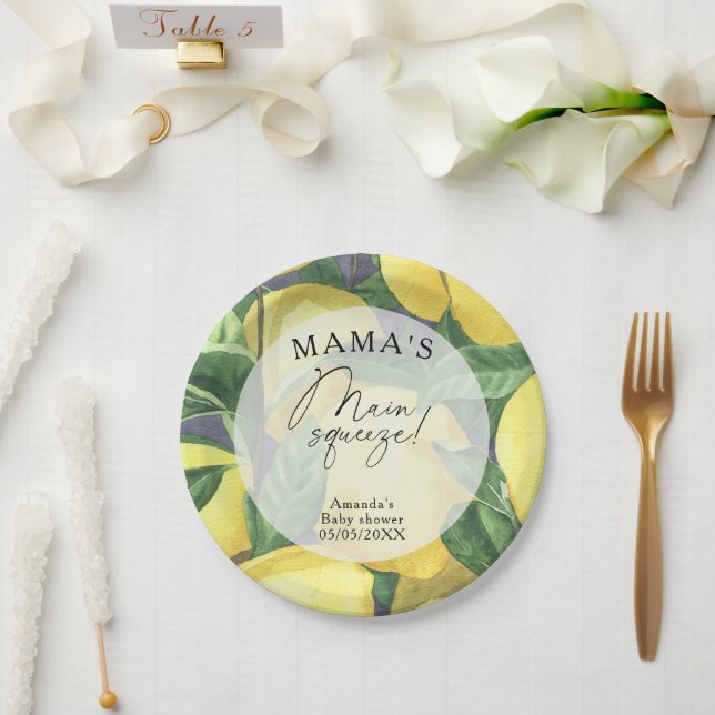 Citrus Lemon - Mama's main squeeze baby shower Paper Plate (Wedding)