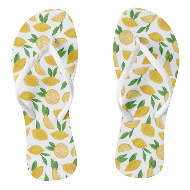 Citrus Lemon Mediterranean pattern Jandals (Footbed)