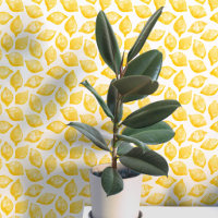 Citrus Lemon Mediterranean Yellow White Watercolor