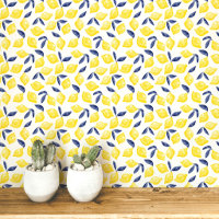 Citrus Lemon Mediterranean Yellow White Watercolor