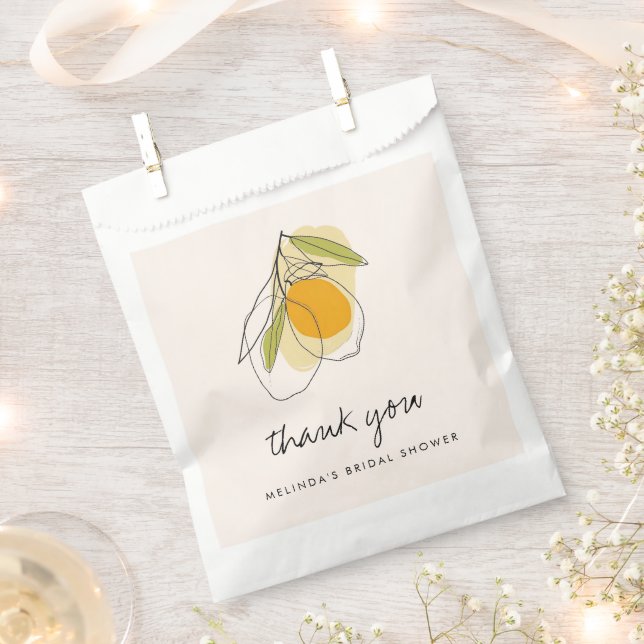 Citrus Lemon Modern Minimalist Bridal Shower Favour Bags (Clipped)