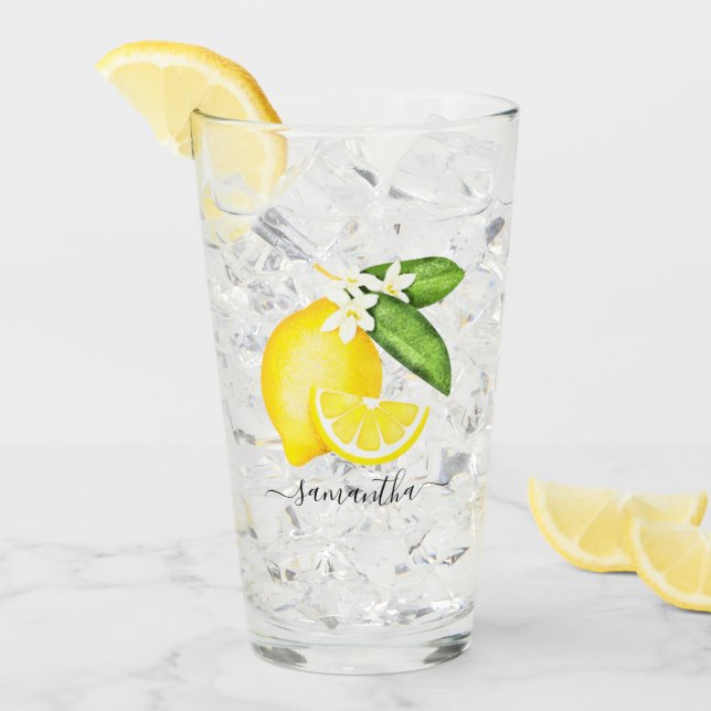 Citrus Lemon Monogram Glass (Front Ice)
