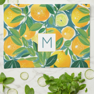 Citrus Lemon Orange Lime INITIAL Artisan Colourful Tea Towel