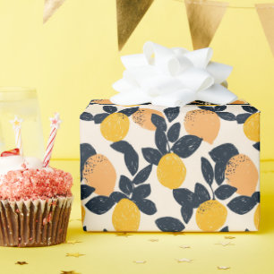 Citrus Lemon Oranges Abstract Modern Pattern Wrapping Paper