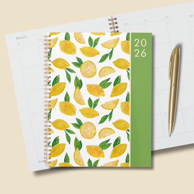 Citrus Lemon pattern 2026 Planner (Citrus lemon personalized planner for 2026)