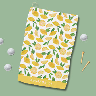 Citrus lemon pattern golf towel