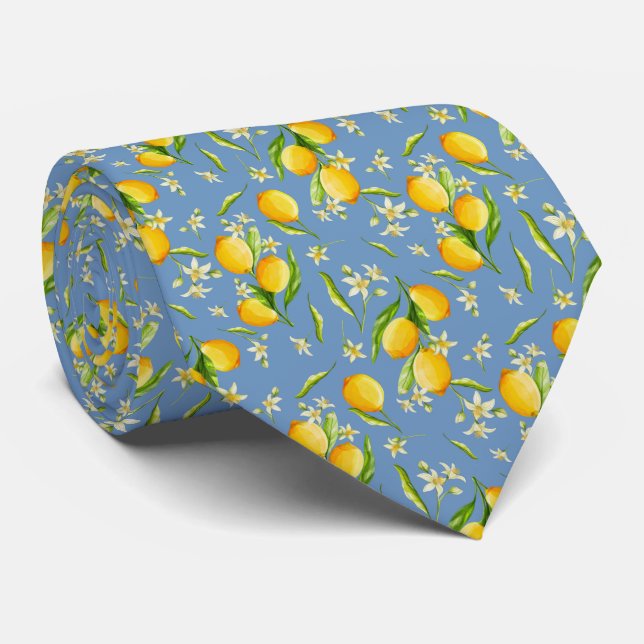 Citrus Lemon Pattern Tie (Rolled)