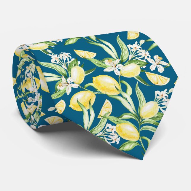 Citrus Lemon Pattern Tie (Rolled)