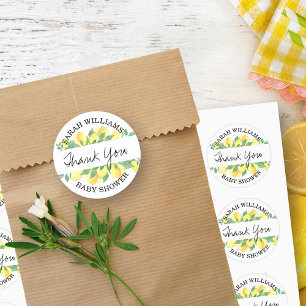 Citrus Lemon Personalised Thank You Classic Round Sticker