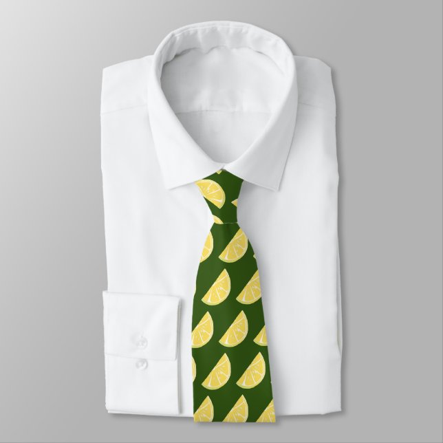 Citrus Lemon Slice Wedge Art Tie (Tied)