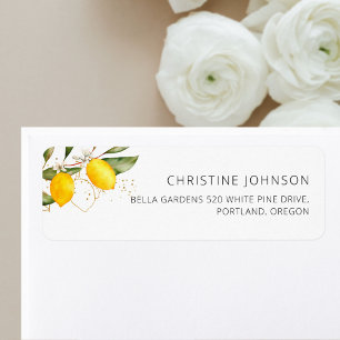 Citrus Lemon Summer Bridal Shower Return Address
