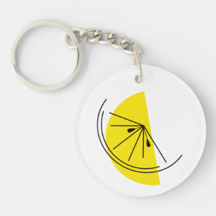 Citrus Lemon Text circle double-sided Key Ring