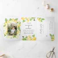Citrus Lemon Tree Tri-Fold Wedding Invitation