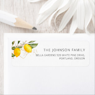 Citrus Lemon Watercolor Baby Shower Return Address