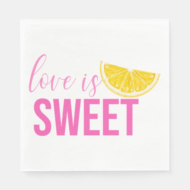 Citrus Lemon Wedding Bridal Shower Boho Pink Napkin (Front)