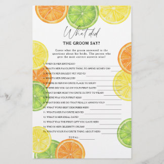 Citrus lemon - What did the groom say bridal game