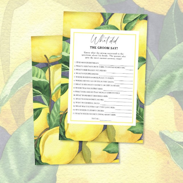 Citrus lemon - What did the groom say bridal game (Creator Uploaded)