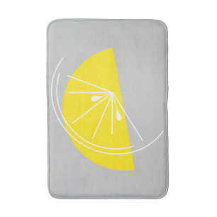 Citrus Lemon White bath mat grey