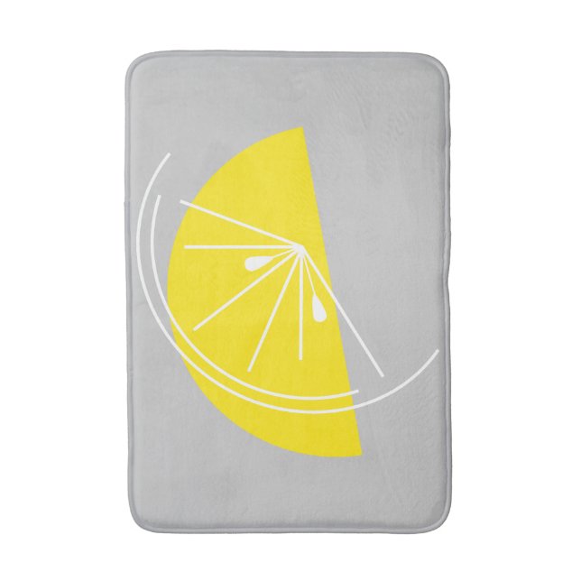 Citrus Lemon White bath mat grey (Front Vertical)