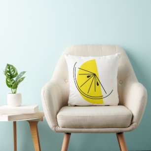 Citrus Lemon yellow back square Throw Pillow