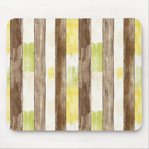 Citrus Lemon Yellow Lime Faux Wood Stripe Birthday Mouse Pad