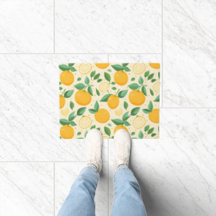 Citrus lemon yellow tropical fruit pattern doormat