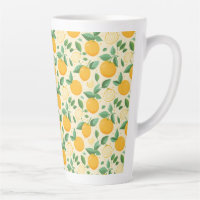 Citrus lemon yellow tropical fruit pattern