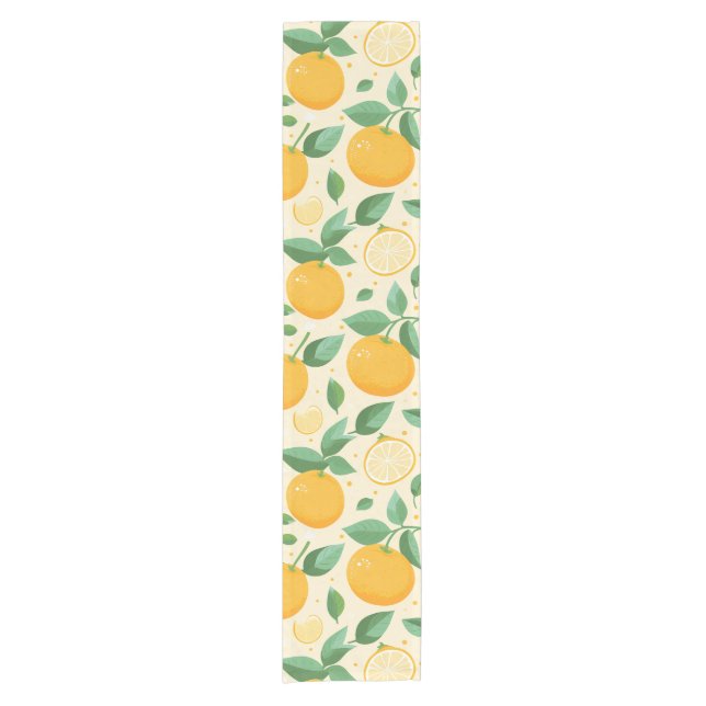 Citrus lemon yellow tropical fruit pattern short table runner (Front)