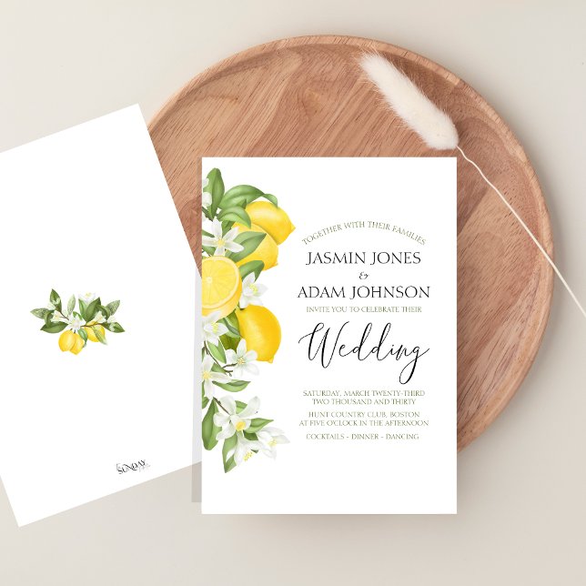 Citrus Lemons and Greenery Summer Fruits Wedding Invitation (Citrus Lemons and Greenery Summer Fruits Wedding Invitation)